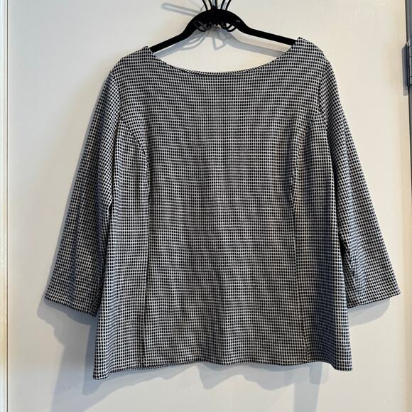 Talbots Polka Dot Top Black White Back Button Slit 3/4 Sleeve Sz 1X Women's - Picture 1 of 6